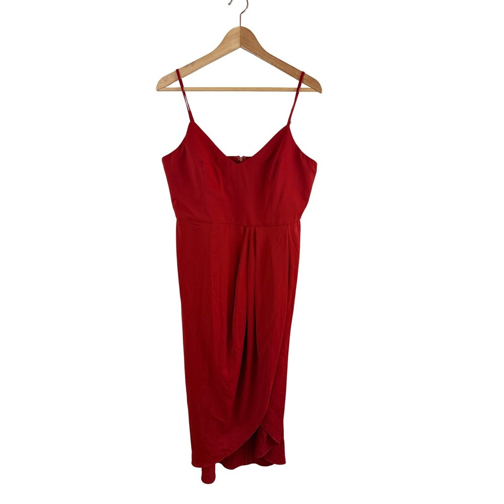 Lulus Faux Wrap Midi Dress Size XL Sleeveless V-Neck Cocktail